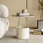 Stylish Tempered Glass Coffee Table with Unique Orange Base and Storage Compartment for Modern Living Rooms fxmj-3056