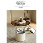 Stylish Tempered Glass Coffee Table with Unique Orange Base and Storage Compartment for Modern Living Rooms fxmj-3056