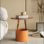 Stylish Tempered Glass Coffee Table with Unique Orange Base and Storage Compartment for Modern Living Rooms fxmj-3056