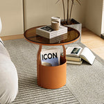 Stylish Tempered Glass Coffee Table with Unique Orange Base and Storage Compartment for Modern Living Rooms fxmj-3056