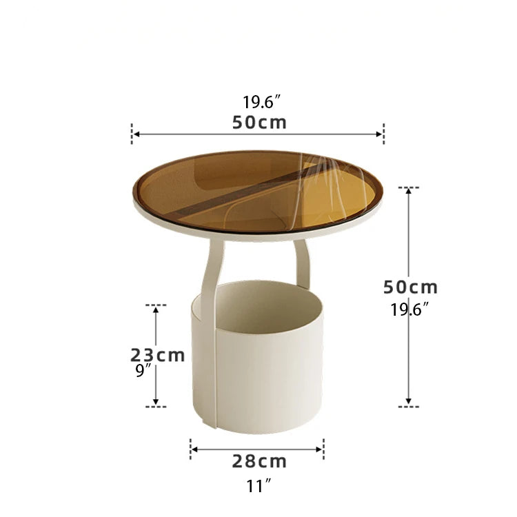 Stylish Tempered Glass Coffee Table with Unique Orange Base and Storage Compartment for Modern Living Rooms fxmj-3056