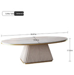 Elegant Sintered Stone Coffee Table with Synthetic Leather Base – Modern Oval Design for Living Room Décor fxmj-3057