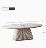 Elegant Sintered Stone Coffee Table with Synthetic Leather Base – Modern Oval Design for Living Room Décor fxmj-3057