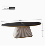 Elegant Sintered Stone Coffee Table with Synthetic Leather Base – Modern Oval Design for Living Room Décor fxmj-3057