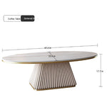 Elegant Sintered Stone Coffee Table with Synthetic Leather Base – Modern Oval Design for Living Room Décor fxmj-3057