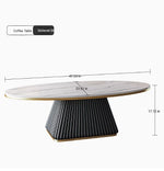 Elegant Sintered Stone Coffee Table with Synthetic Leather Base – Modern Oval Design for Living Room Décor fxmj-3057
