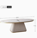 Elegant Sintered Stone Coffee Table with Synthetic Leather Base – Modern Oval Design for Living Room Décor fxmj-3057