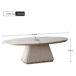 Elegant Sintered Stone Coffee Table with Synthetic Leather Base – Modern Oval Design for Living Room Décor fxmj-3057