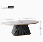 Elegant Sintered Stone Coffee Table with Synthetic Leather Base – Modern Oval Design for Living Room Décor fxmj-3057