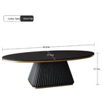 Elegant Sintered Stone Coffee Table with Synthetic Leather Base – Modern Oval Design for Living Room Décor fxmj-3057