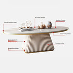 Elegant Sintered Stone Coffee Table with Synthetic Leather Base – Modern Oval Design for Living Room Décor fxmj-3057