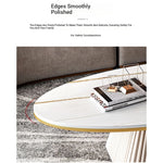 Elegant Sintered Stone Coffee Table with Synthetic Leather Base – Modern Oval Design for Living Room Décor fxmj-3057