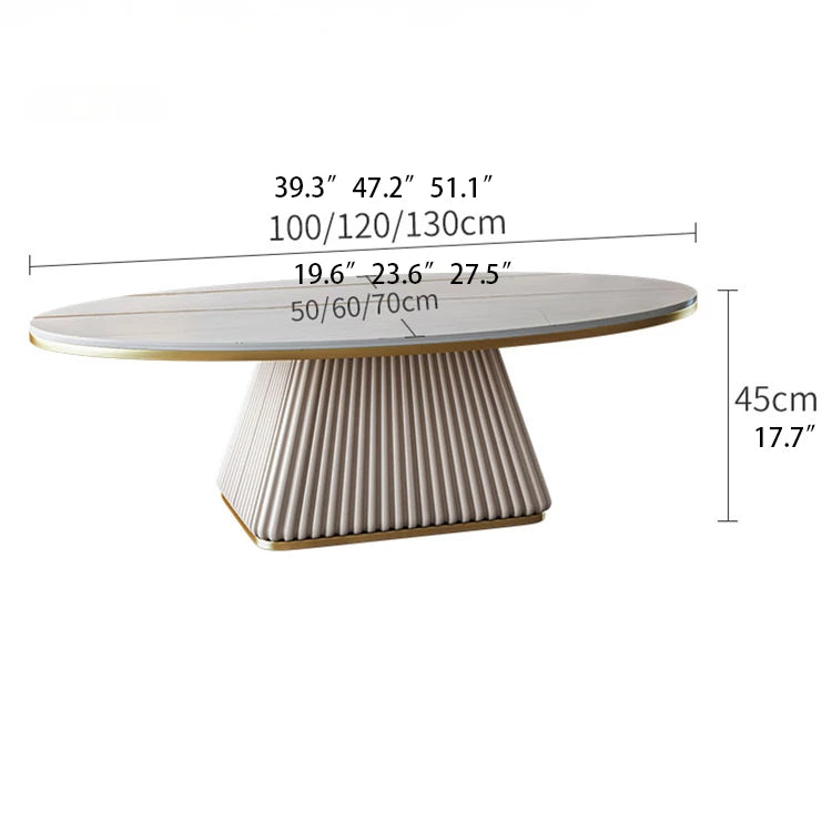 Elegant Sintered Stone Coffee Table with Synthetic Leather Base – Modern Oval Design for Living Room Décor fxmj-3057