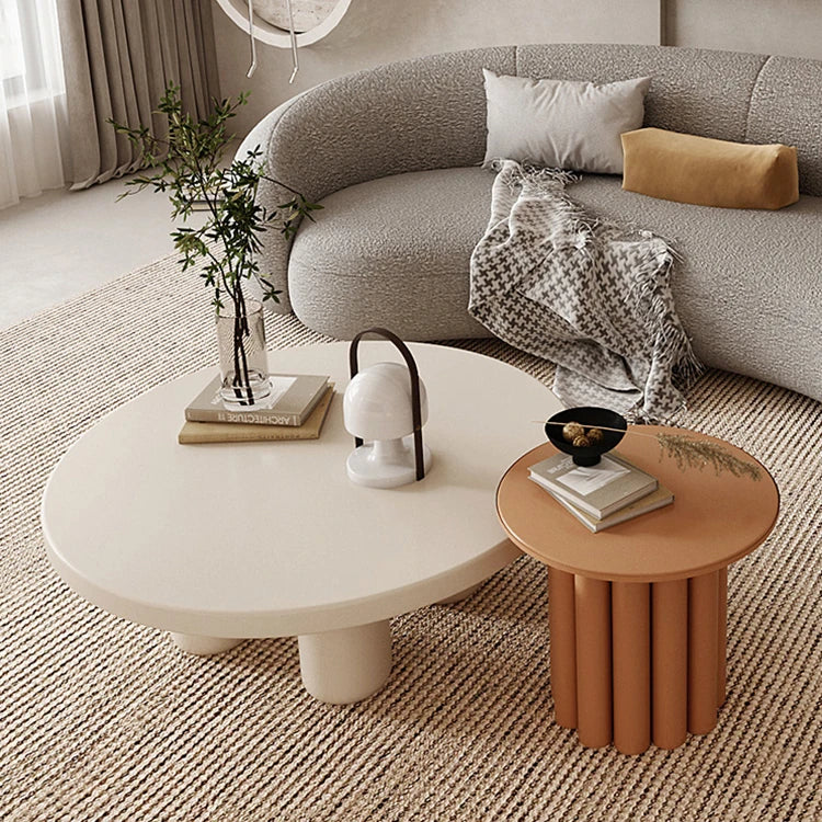 Stylish Modern Round Coffee Table with Unique Column Design for Chic Living Rooms fxmj-3058