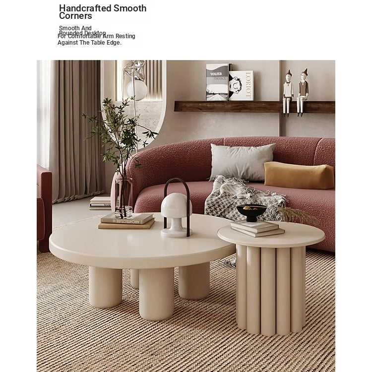 Stylish Modern Round Coffee Table with Unique Column Design for Chic Living Rooms fxmj-3058