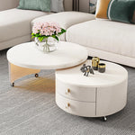 Modern Round Coffee Table with Sintered Stone Top and Solid Wood Base - Stylish Living Room Furniture fxxrj-3158
