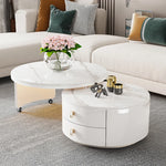 Modern Round Coffee Table with Sintered Stone Top and Solid Wood Base - Stylish Living Room Furniture fxxrj-3158