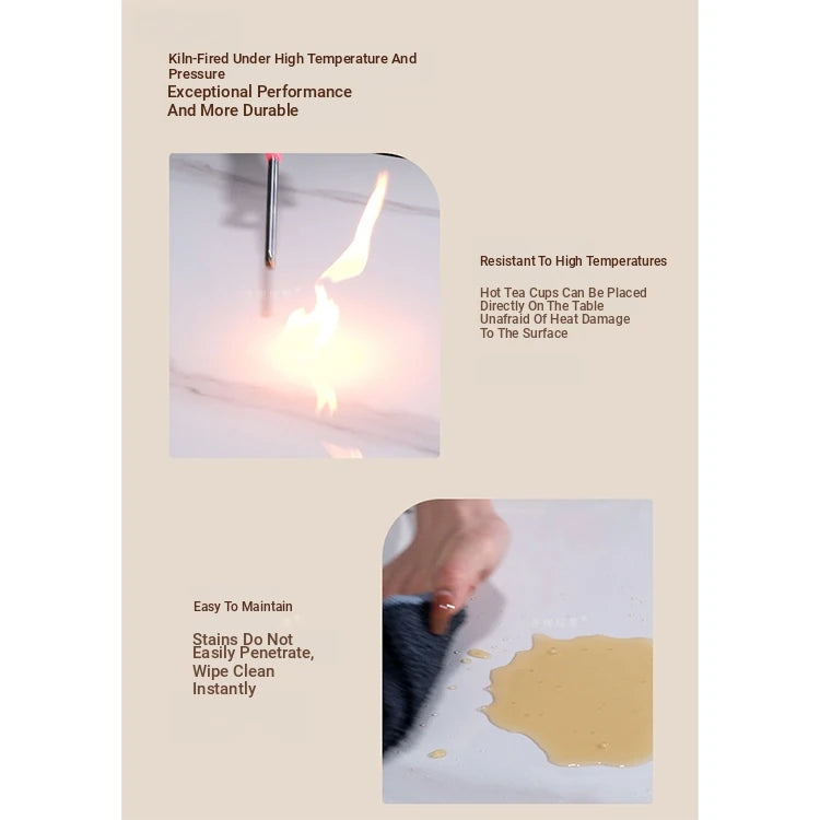 Modern Round Coffee Table with Sintered Stone Top and Solid Wood Base - Stylish Living Room Furniture fxxrj-3158