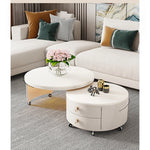Modern Round Coffee Table with Sintered Stone Top and Solid Wood Base - Stylish Living Room Furniture fxxrj-3158