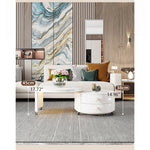 Modern Round Coffee Table with Sintered Stone Top and Solid Wood Base - Stylish Living Room Furniture fxxrj-3158