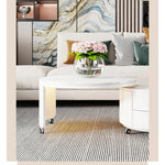 Modern Round Coffee Table with Sintered Stone Top and Solid Wood Base - Stylish Living Room Furniture fxxrj-3158