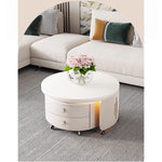Modern Round Coffee Table with Sintered Stone Top and Solid Wood Base - Stylish Living Room Furniture fxxrj-3158