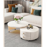 Modern Round Coffee Table with Sintered Stone Top and Solid Wood Base - Stylish Living Room Furniture fxxrj-3158