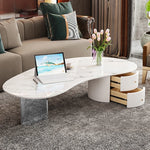 Elegant Sintered Stone Acrylic Coffee Table with Storage Drawers - Modern Living Room Centerpiece fxxrj-3159