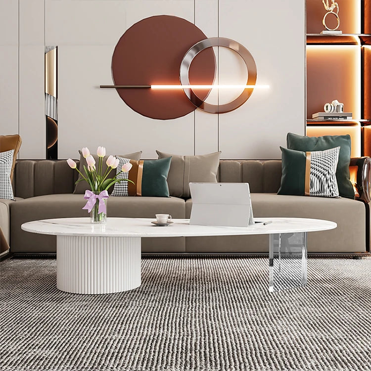 Elegant Sintered Stone Acrylic Coffee Table with Storage Drawers - Modern Living Room Centerpiece fxxrj-3159