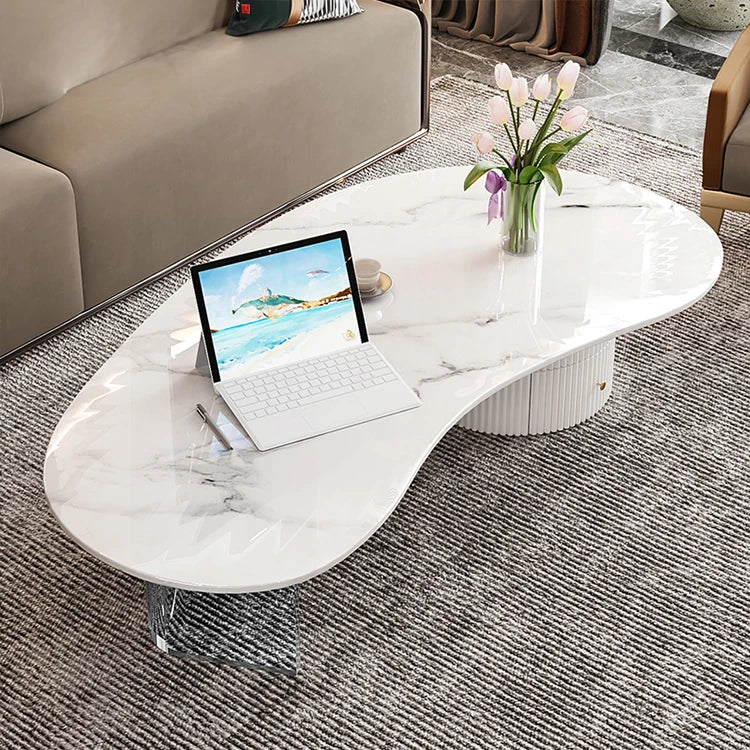 Elegant Sintered Stone Acrylic Coffee Table with Storage Drawers - Modern Living Room Centerpiece fxxrj-3159