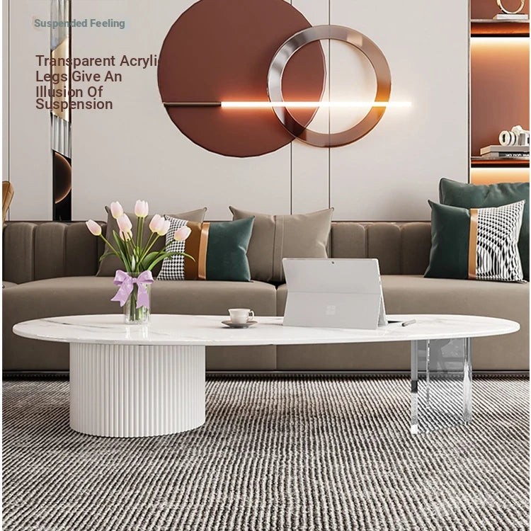 Elegant Sintered Stone Acrylic Coffee Table with Storage Drawers - Modern Living Room Centerpiece fxxrj-3159