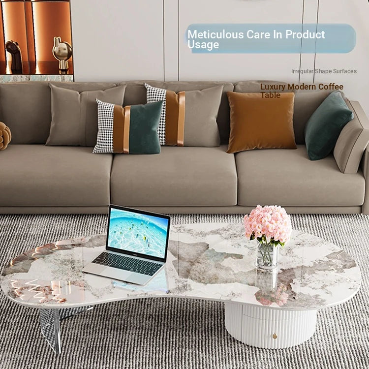 Elegant Sintered Stone Acrylic Coffee Table with Storage Drawers - Modern Living Room Centerpiece fxxrj-3159