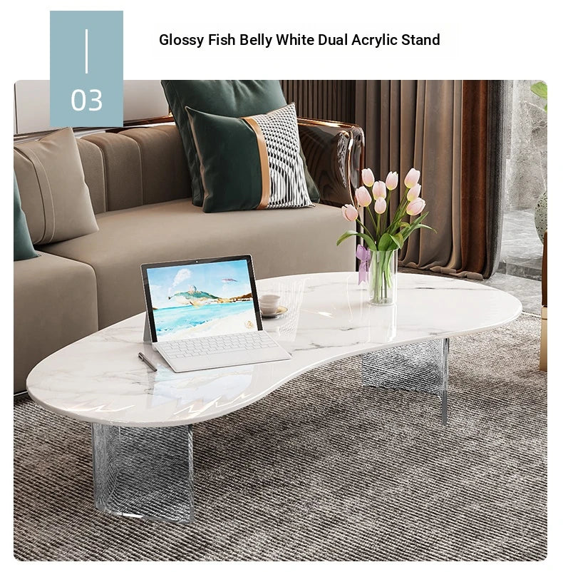 Elegant Sintered Stone Acrylic Coffee Table with Storage Drawers - Modern Living Room Centerpiece fxxrj-3159