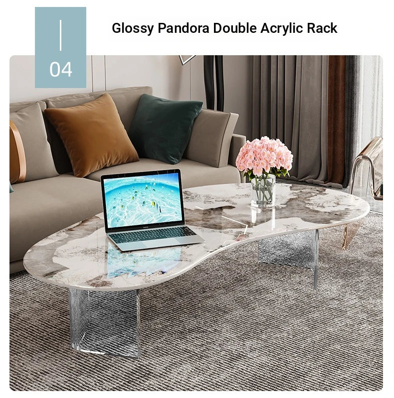 Elegant Sintered Stone Acrylic Coffee Table with Storage Drawers - Modern Living Room Centerpiece fxxrj-3159