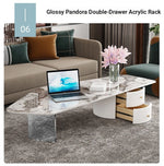 Elegant Sintered Stone Acrylic Coffee Table with Storage Drawers - Modern Living Room Centerpiece fxxrj-3159