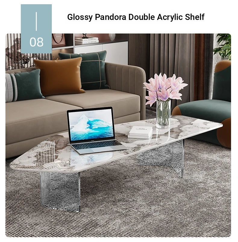 Elegant Sintered Stone Acrylic Coffee Table with Storage Drawers - Modern Living Room Centerpiece fxxrj-3159