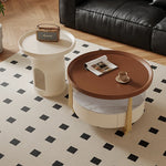 Modern Sintered Stone and Solid Wood Coffee Table Set - Stylish Living Room Accent with Checkered Design fxxrj-3160