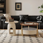 Modern Sintered Stone and Solid Wood Coffee Table Set - Stylish Living Room Accent with Checkered Design fxxrj-3160