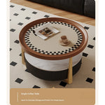 Modern Sintered Stone and Solid Wood Coffee Table Set - Stylish Living Room Accent with Checkered Design fxxrj-3160