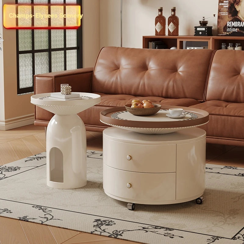 Stylish Modern Coffee Table Set - Elegant Round Design with Storage - Perfect for Living Room Decor fxxrj-3163