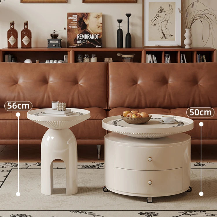 Stylish Modern Coffee Table Set - Elegant Round Design with Storage - Perfect for Living Room Decor fxxrj-3163