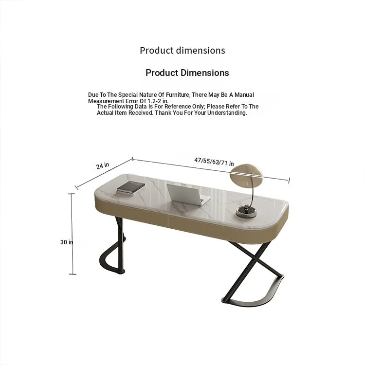 Stylish Multi-Layer Board Desk with Marble Pine Finish and Synthetic Leather Accents for Modern Workspaces fyd-5174
