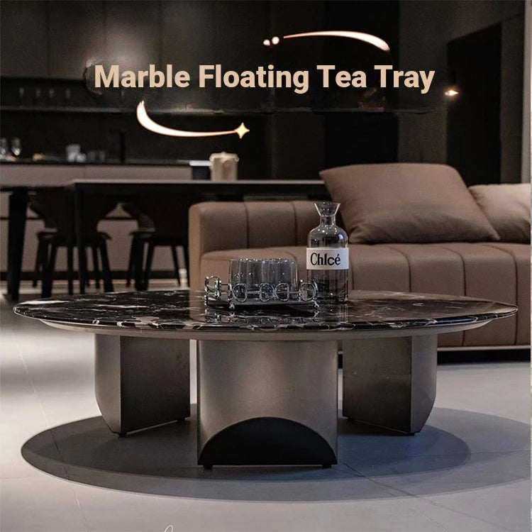Stylish Round Marble Coffee Table with Stainless Steel Base - Modern Multi-Layer Design for Living Room Elegance fyeyj-5211