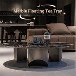 Stylish Round Marble Coffee Table with Stainless Steel Base - Modern Multi-Layer Design for Living Room Elegance fyeyj-5211