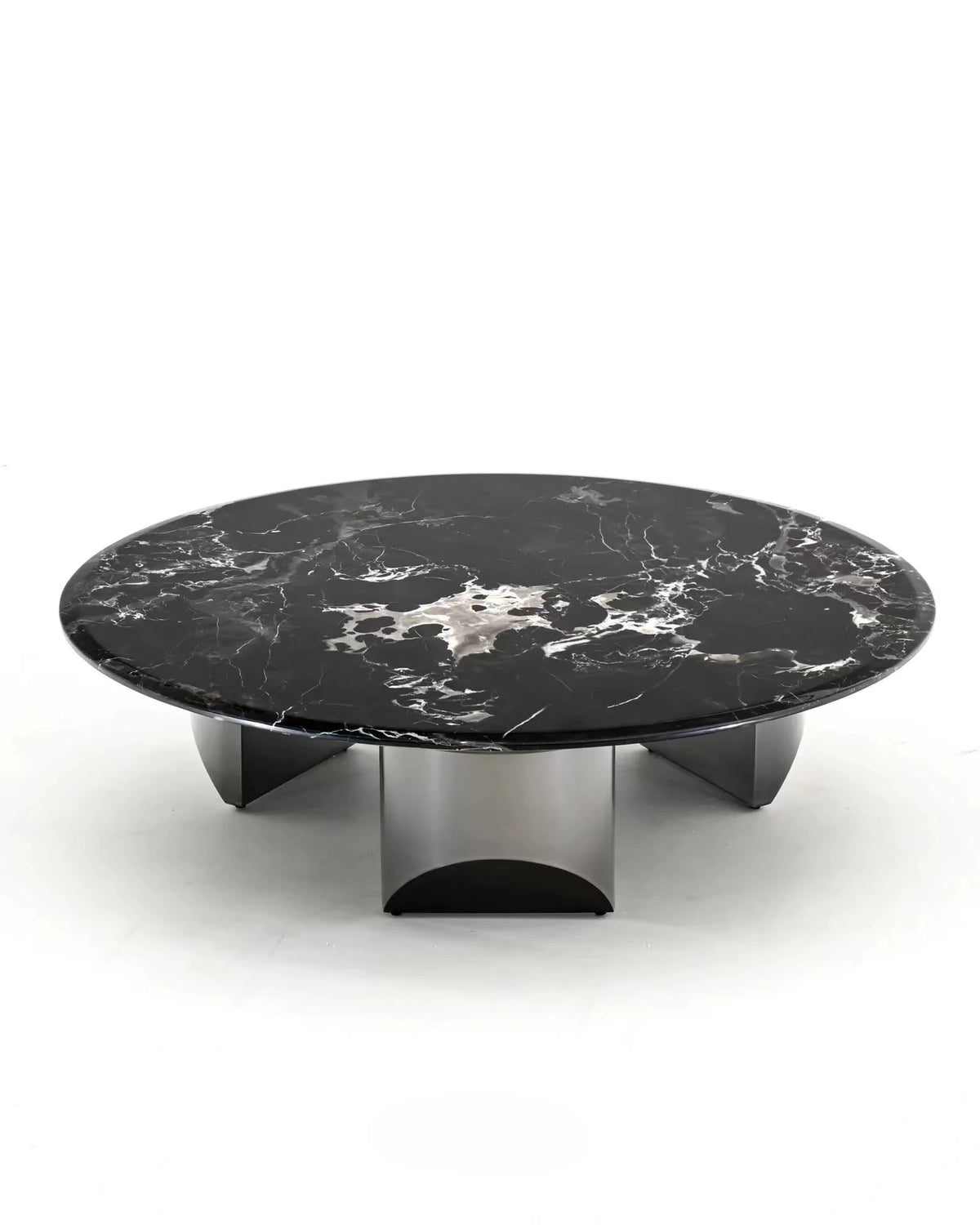 Stylish Round Marble Coffee Table with Stainless Steel Base - Modern Multi-Layer Design for Living Room Elegance fyeyj-5211