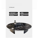 Stylish Round Marble Coffee Table with Stainless Steel Base - Modern Multi-Layer Design for Living Room Elegance fyeyj-5211