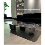Elegant Black Marble Tea Table – Modern Floating Design with Stainless Steel Accents and Multi-Layer Board Base fyeyj-5212