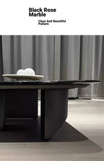 Elegant Black Marble Tea Table – Modern Floating Design with Stainless Steel Accents and Multi-Layer Board Base fyeyj-5212