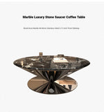 Stylish Marble and Stainless Steel Tea Table - Modern Round Coffee Table for Elegant Living Rooms fyeyj-5214