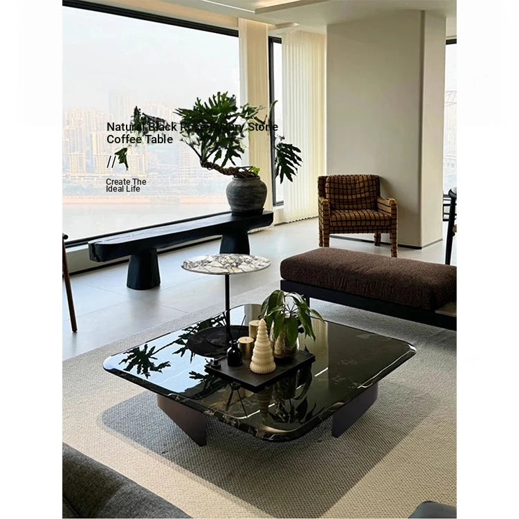 Stylish Marble and Stainless Steel Coffee Table - Modern Chic Design for Your Living Room fyeyj-5215